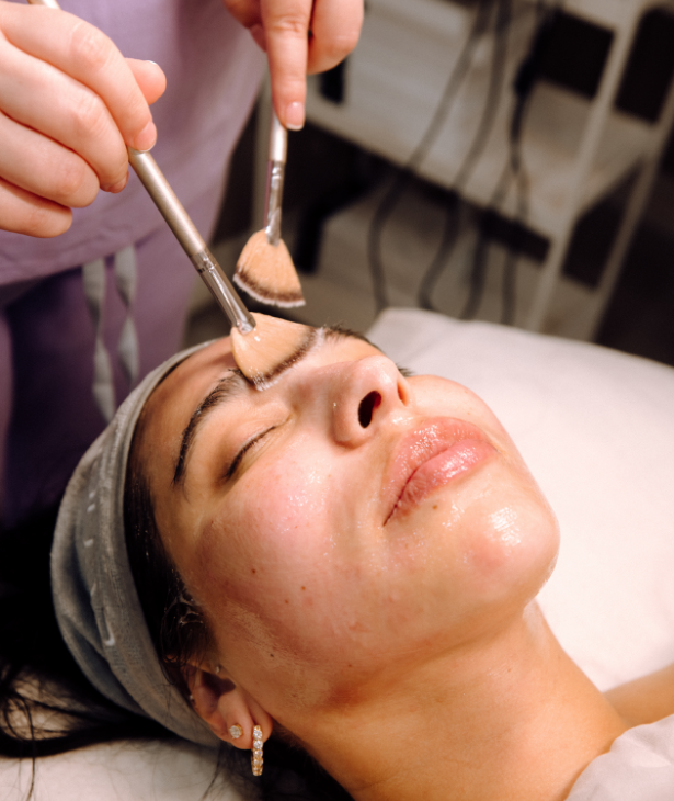 Chemical peel treatment being applied to a client at LUX House of Beauty in Baldwin Park, CA.